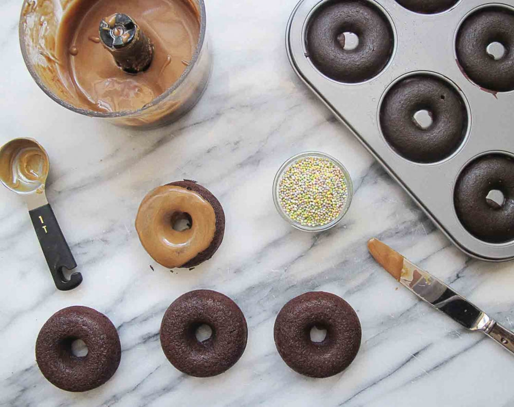 Vegan Protein-Packed Donuts with "Peanut Butter" Protein Glaze