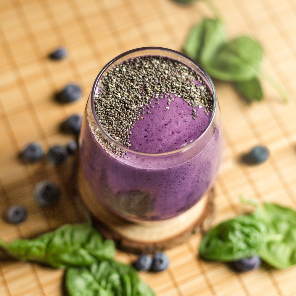 healthy blueberry spinach smoothie gut health vegan high protein