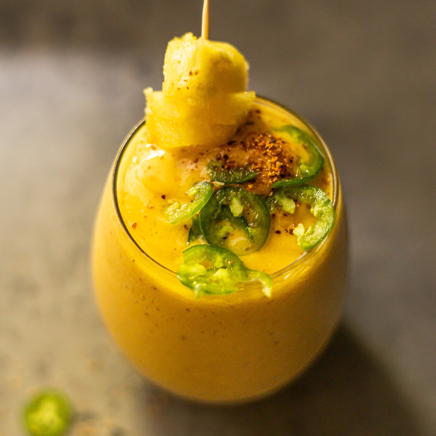 spicy pineapple mango mocktail smoothie vegan protein