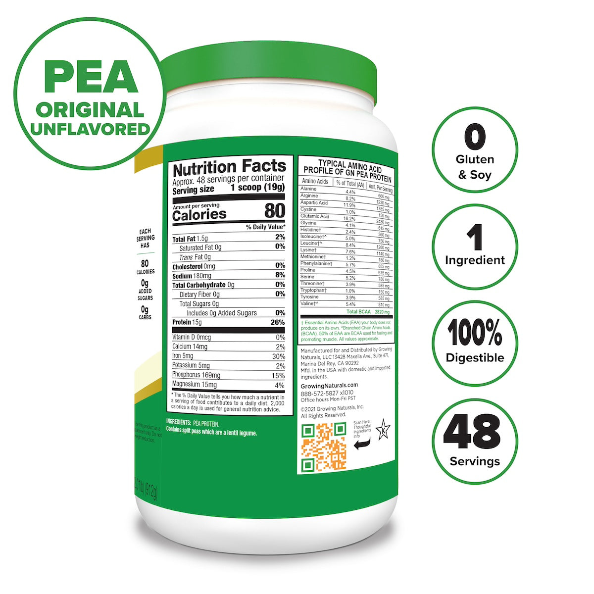 growing naturals pea protein nutrition facts
