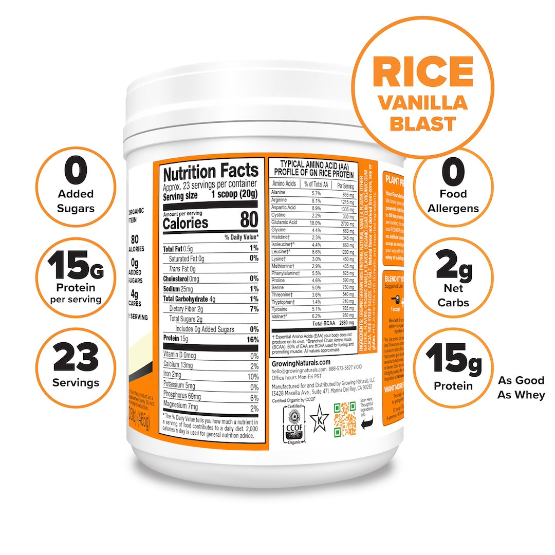 vegan rice protein vanilla nutrition facts