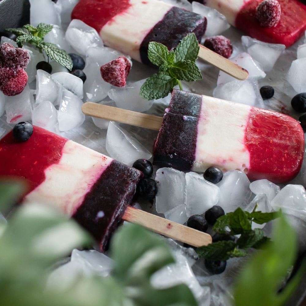 Kid-friendly, Red, White and Blue Fruit and Yogurt Popsicles