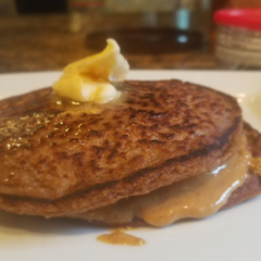 Vegan Chocolate Peanut Butter Protein Pancakes