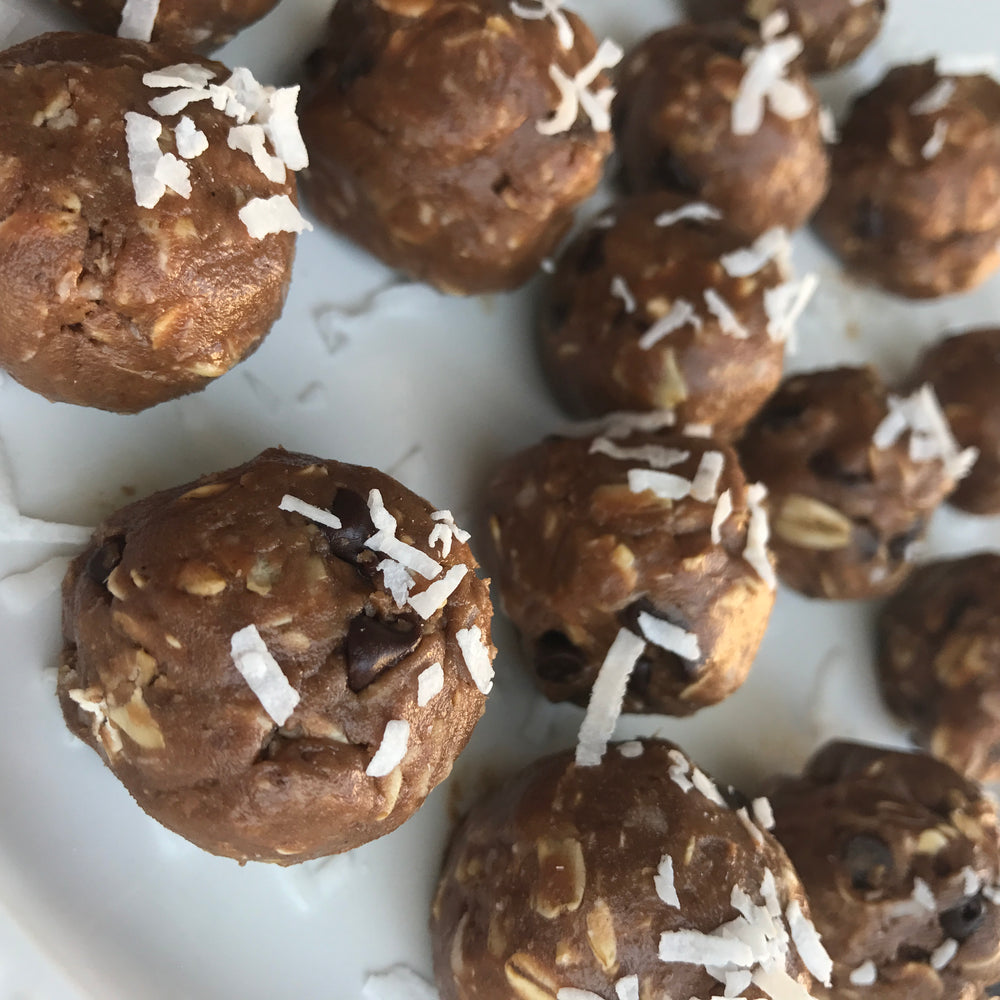 No Bake Chocolate Coconut Peanut Butter Protein Balls