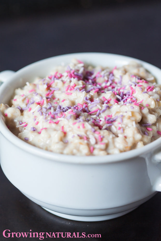 Strawberries and Cream Oatmeal Pudding