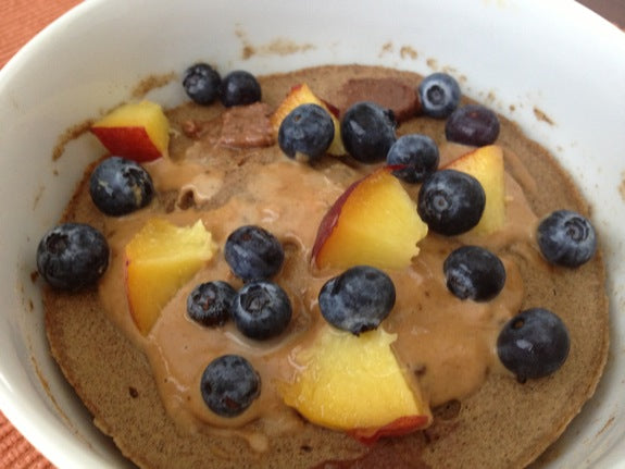 Gluten-Free Peach & Blueberry Microwave Protein Muffin