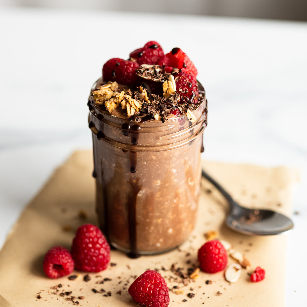 Easy Chocolate Raspberry Protein Overnight Oats Recipe