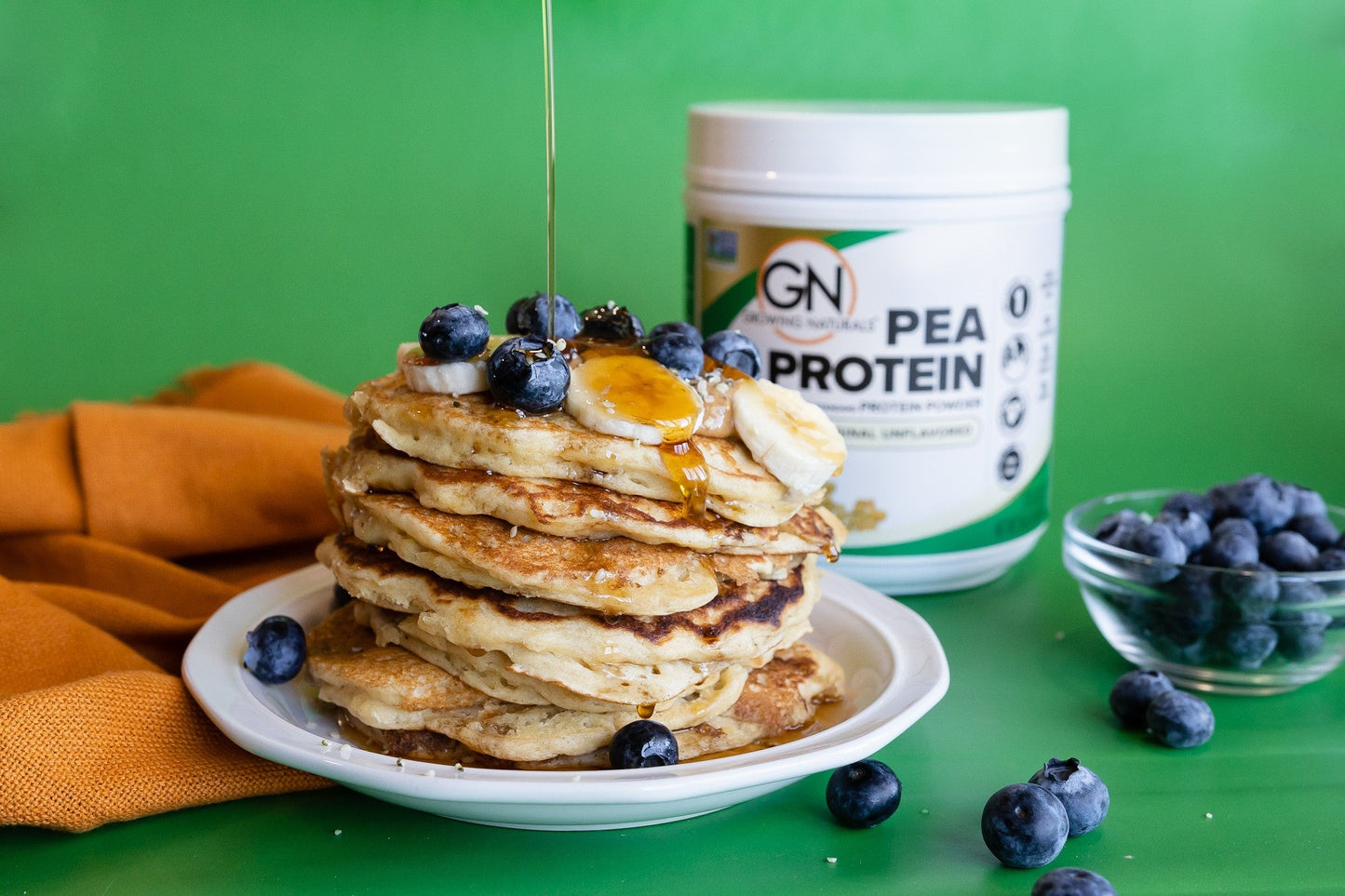 Fluffy pea protein pancakes