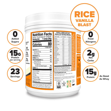 vegan rice protein vanilla nutrition facts